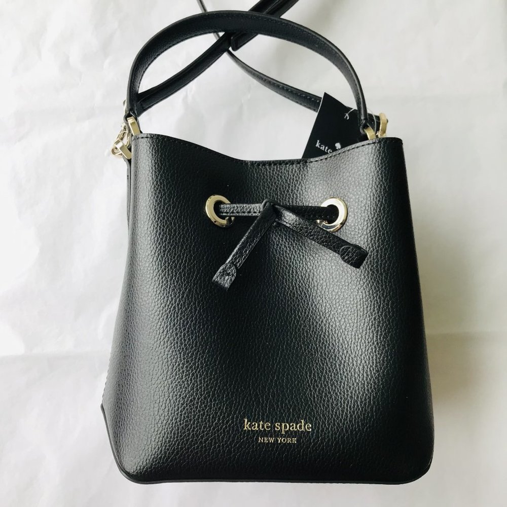 Kate Spade Eva Small Bucket Bag Black Shoulder Crossbody Leather - Picture 5 of 12